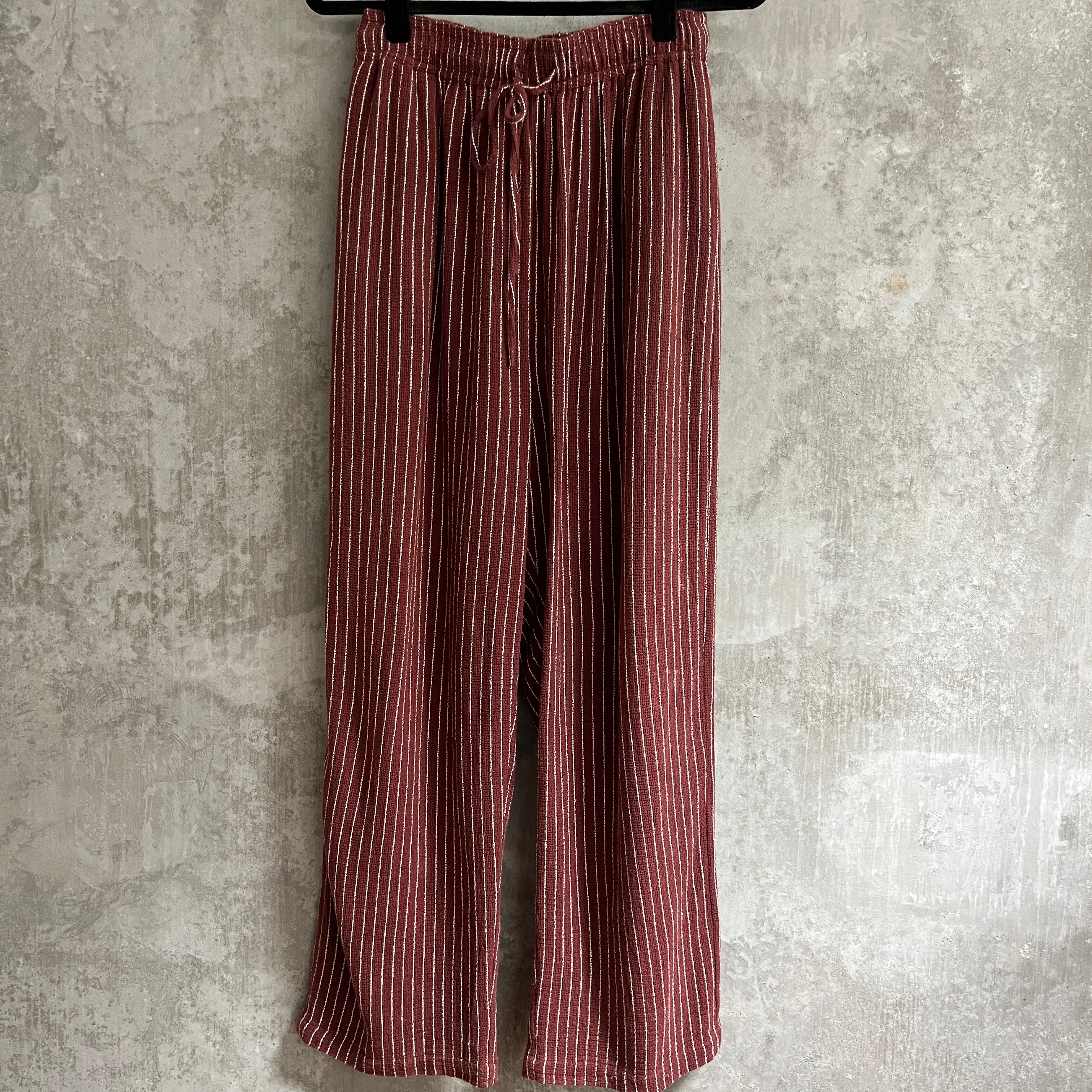 Zulu and Zephyr Maroon Striped Relaxed Pant