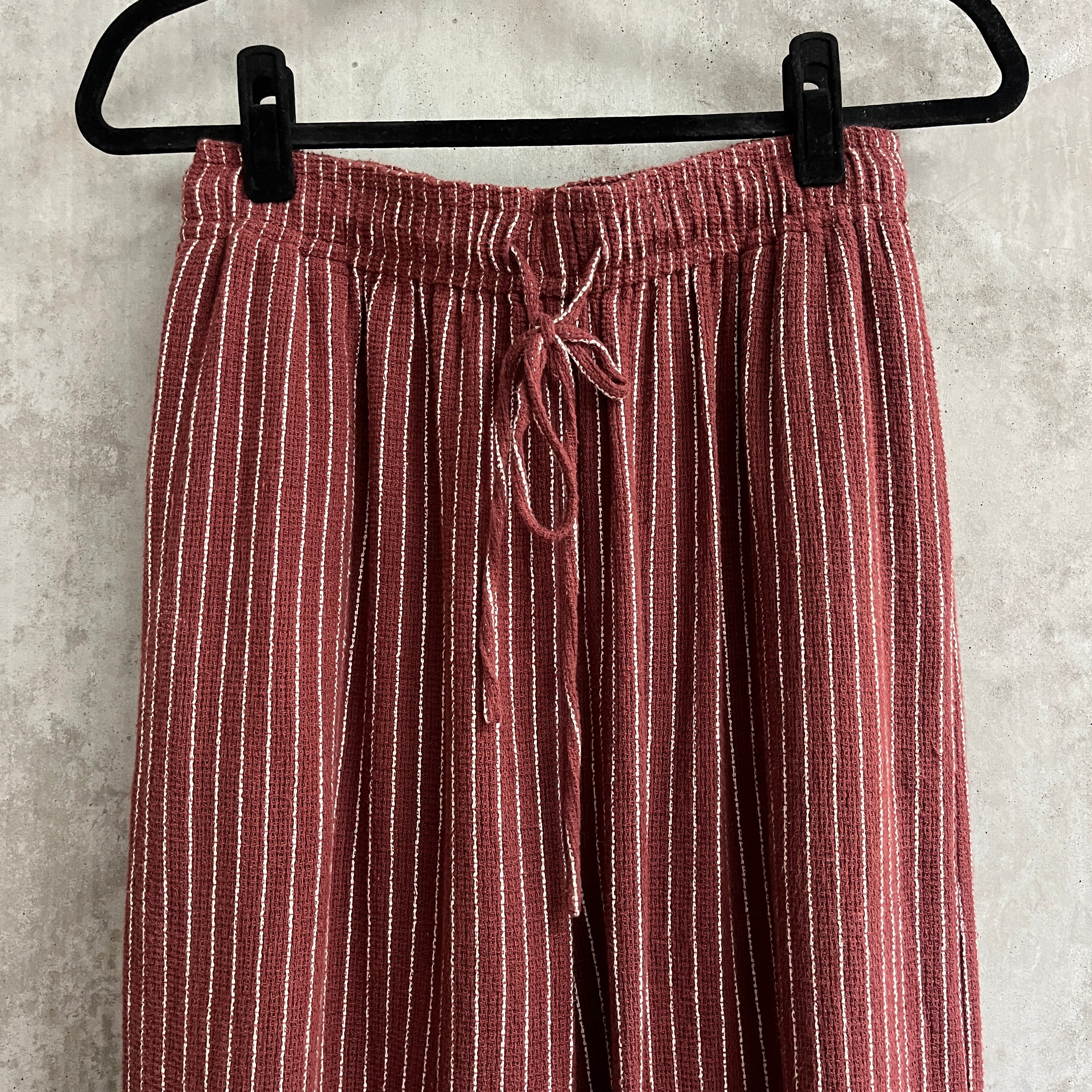 Zulu and Zephyr Maroon Striped Relaxed Pant