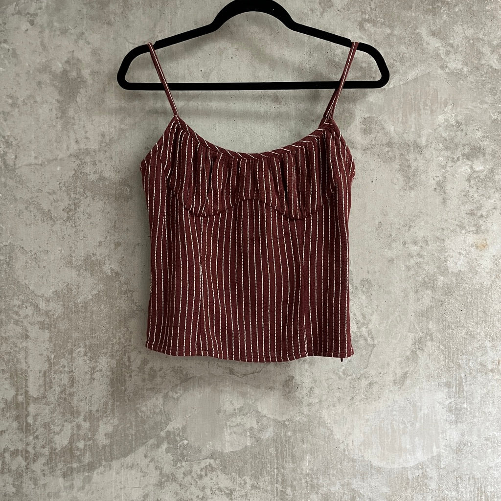 Zulu and Zephyr Maroon and Cream striped tank top