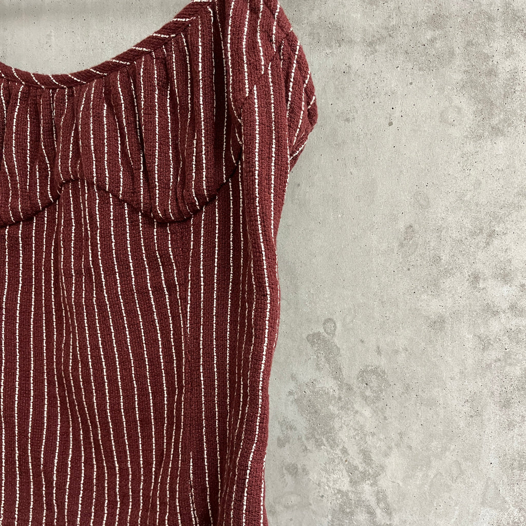 Zulu and Zephyr Maroon and Cream striped tank top