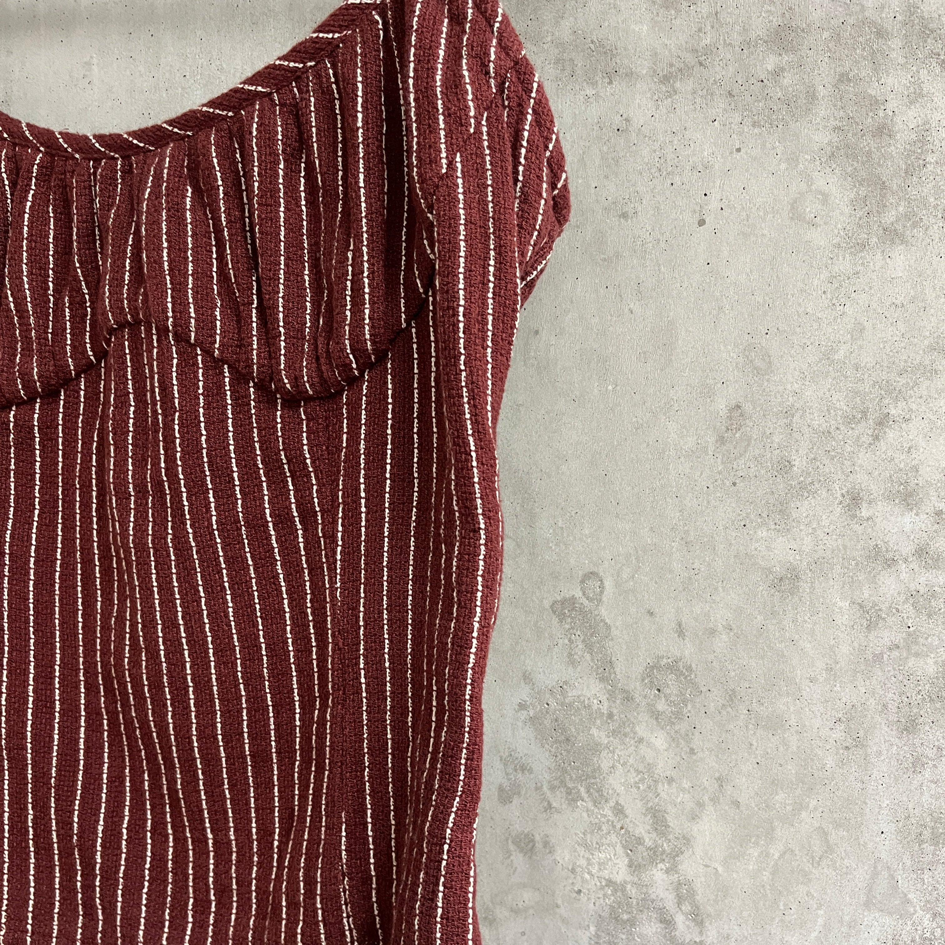 Zulu and Zephyr Maroon and Cream striped tank top