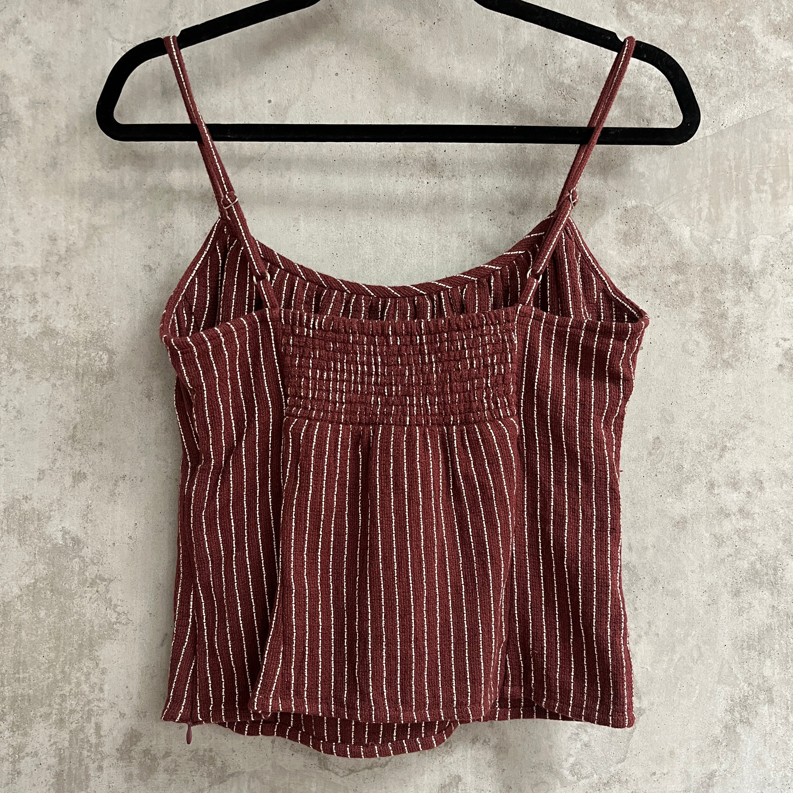 Zulu and Zephyr Maroon and Cream striped tank top