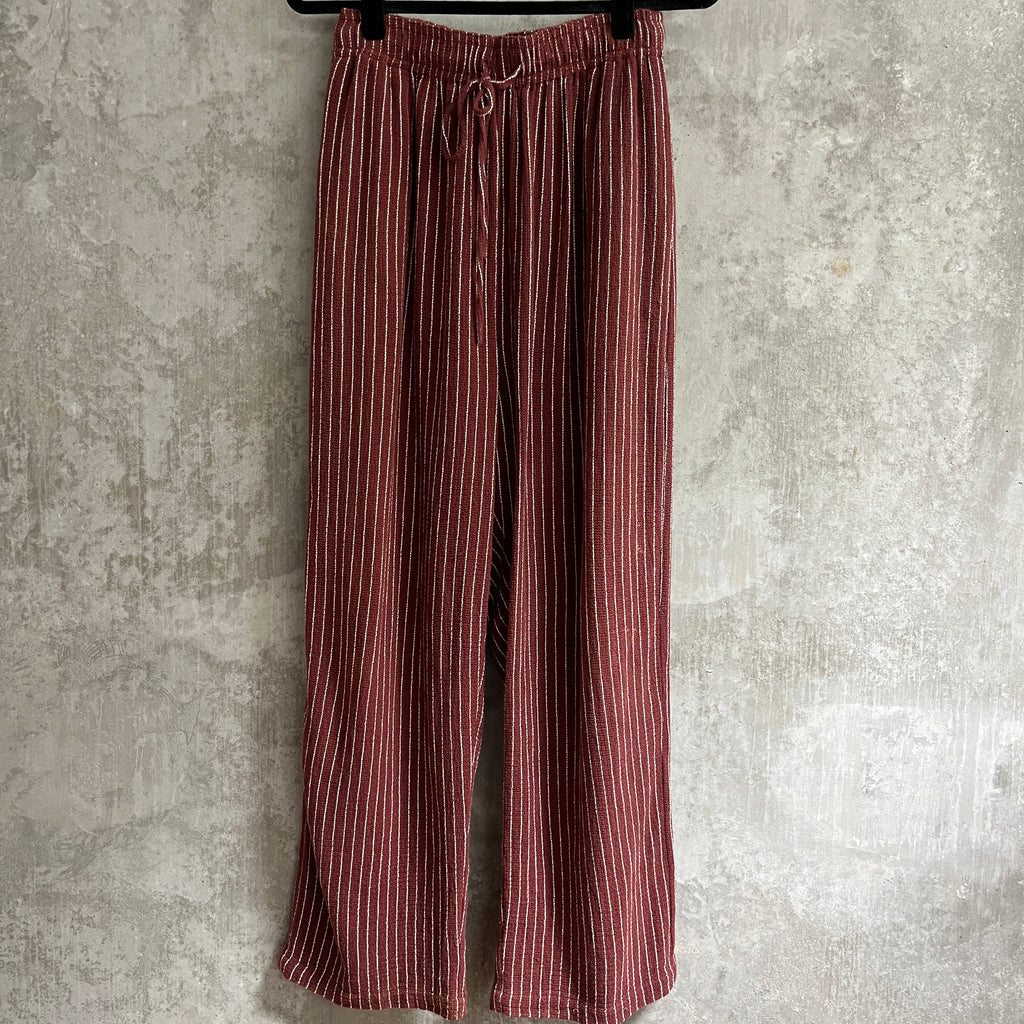 Zulu and Zephyr Maroon Striped Relaxed Pant