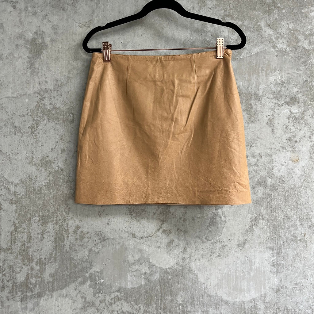 Zulu nad Zephy Brown Lather Skirt With Raw Hem