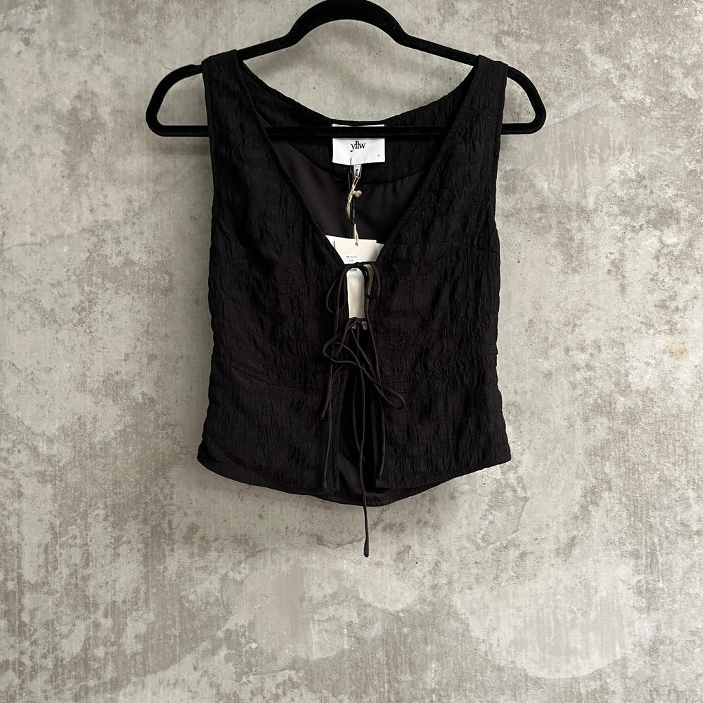 YLLW Black Tie Front Top