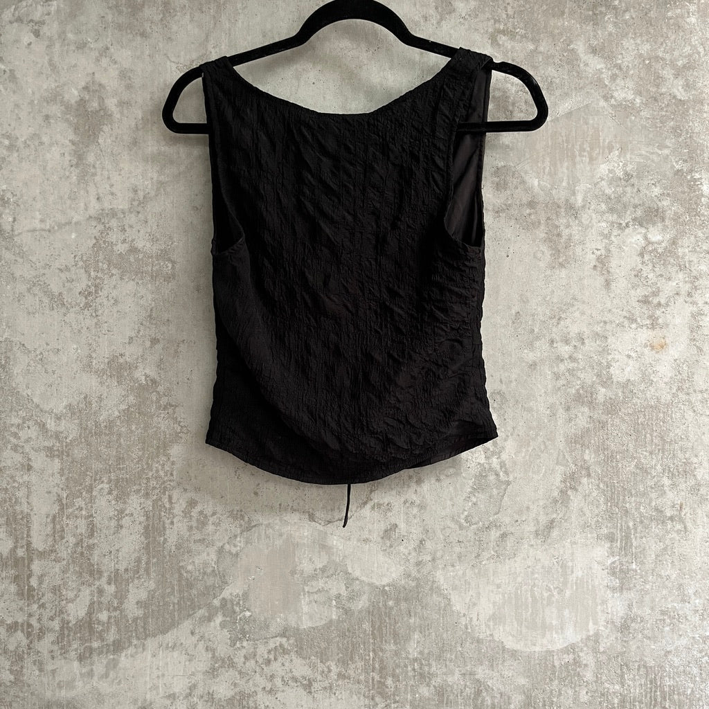 YLLW Black Tie Front Top